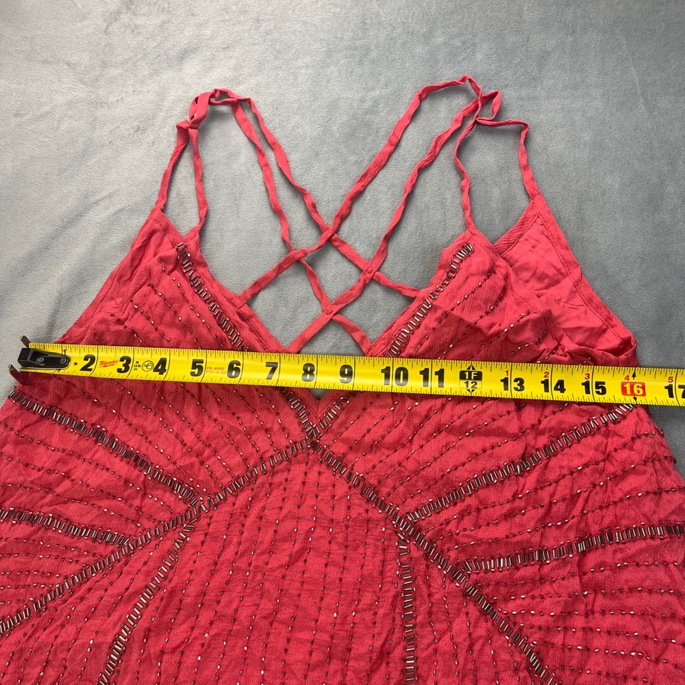NWT Anthropologie x Ranna Gill Art Deco  V‎ Neck Strappy Cami Red XS - Picture 7 of 9